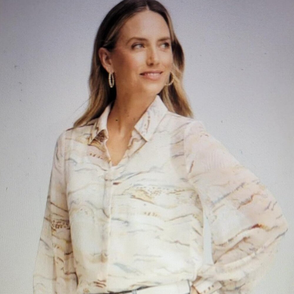 NWT Chico's Georgette Blouson Sleeve Sheer Blouse